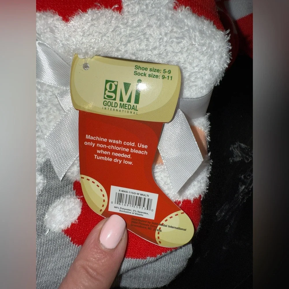NWT stocking stuffers lot 6 socks 2 Set 12 Santa fuzzy warm Gold Medal Christmas